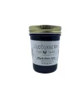 Bear jam in a mason jar labeled Loudounberry Farm with a gold lid and simple white label design.