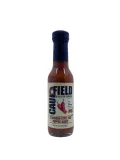 Red pepper sauce in a clear bottle from Caufield featuring a hot and smoky California-style pepper blend.